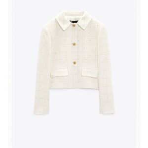 Zara Textured Cream Gold Blazer XS NWT